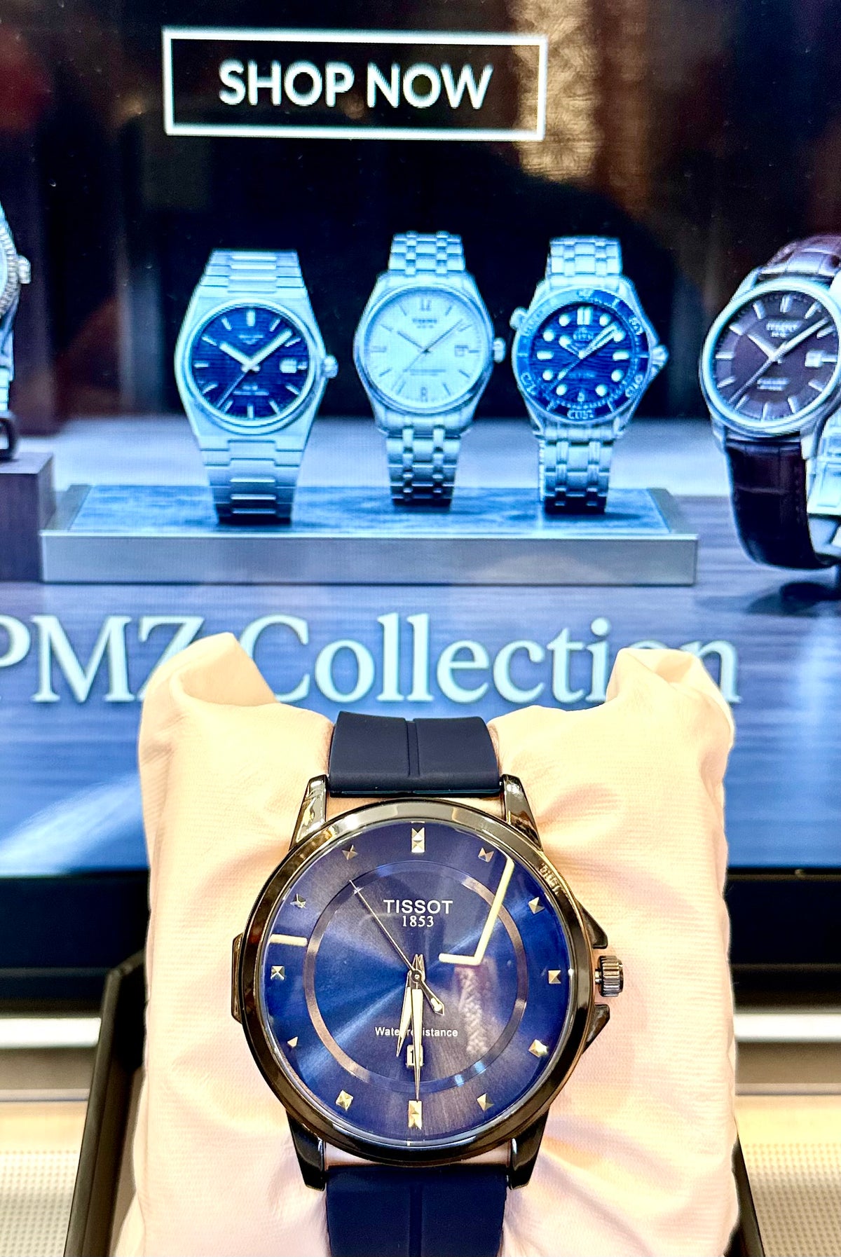 Luxury Blue Dial Men’s Watch – Premium Tissot 1853 Style, Stainless Steel Case & Silicone Strap