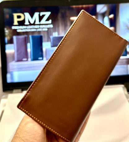 PMZ Premium Genuine Leather Long Wallet for Men | RFID-Style Multi-Card Bifold Wallet with Zipper Pocket