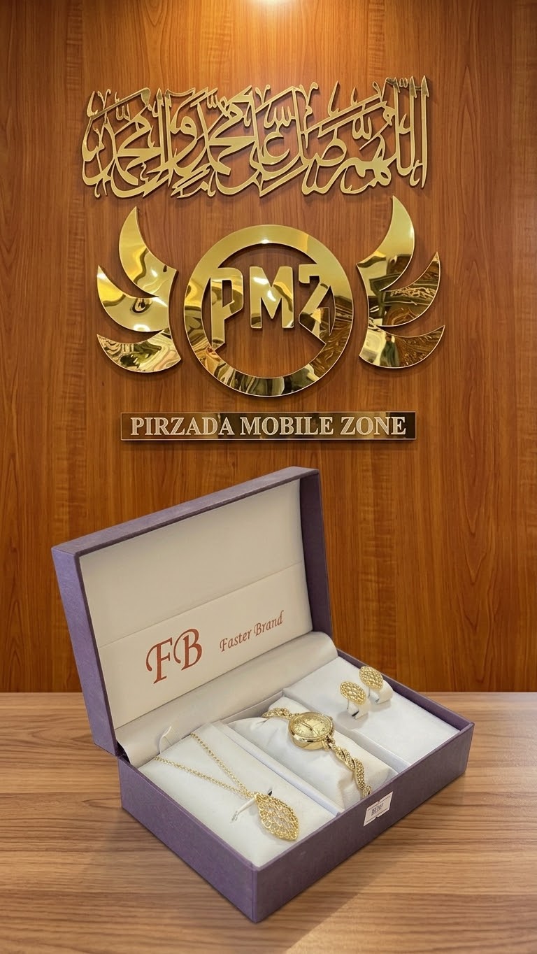 Luxury FB Brand Womenâ€™s Gold Jewelry Gift Set | Premium Necklace, Watch & Earrings Combo